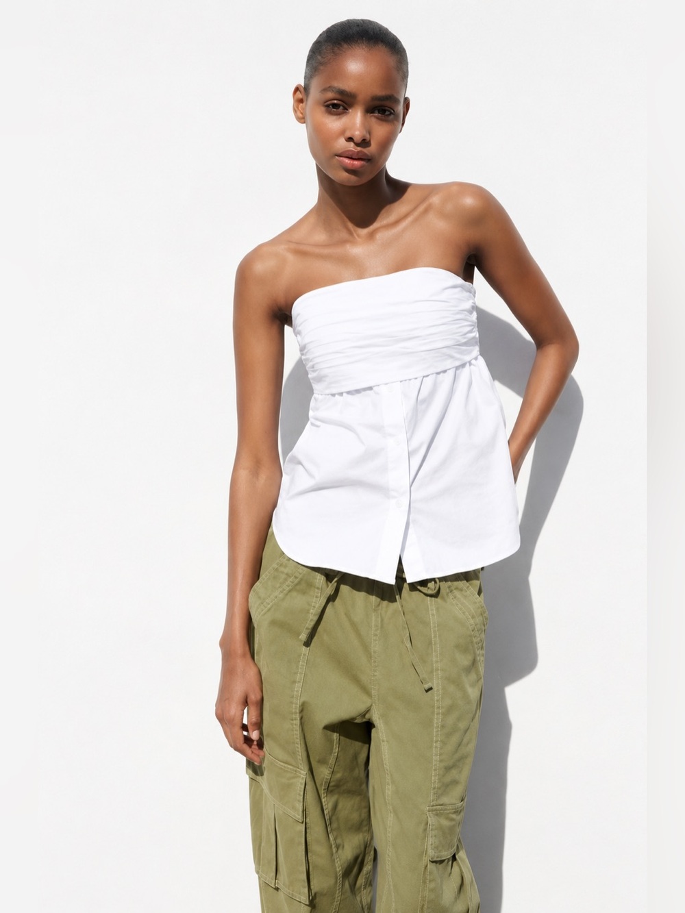 BNWT Zara stretch poplin tube top LC